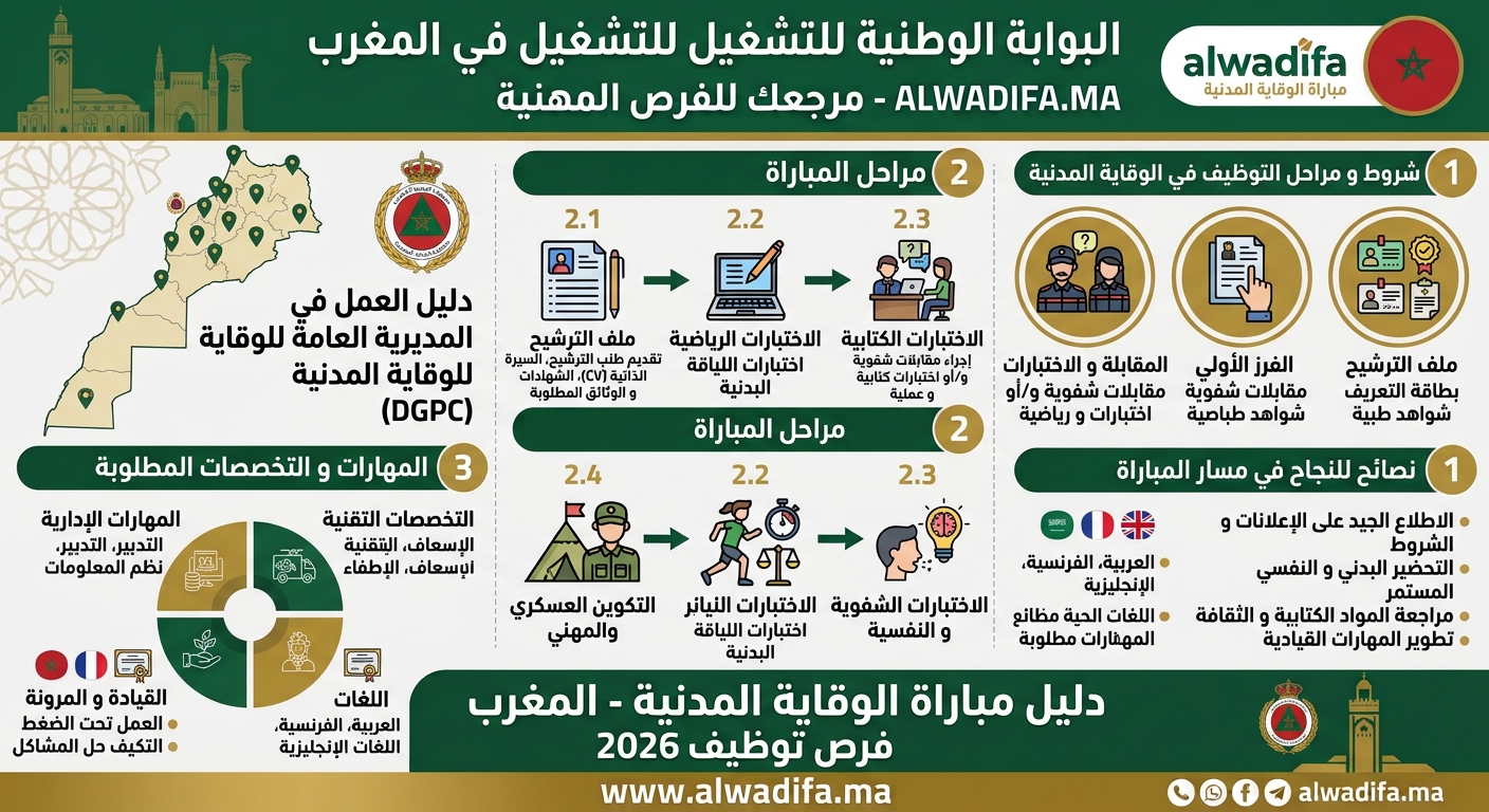 مباراة الوقاية المدنية 2026: توظيف 50 تلميذًا ضابطًا بالمدرسة الوطنية للوقاية المدنية